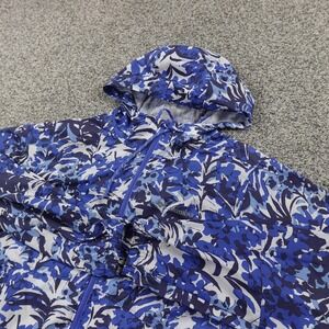 Columbia Jacket Womens XS Blue Floral Hooded Full Zip Windbreaker Coat Outdoor